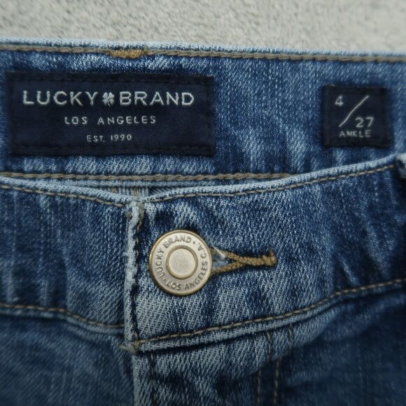 Lucky Brand Mom Jeans Women's 4/27 Ankle High-Rise Drew 26" Inseam Distressed - Picture 9 of 16